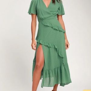 NWT Lulus Sage Green Midi Dress